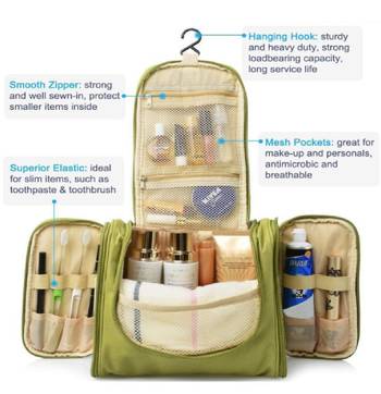 Shree Shyam Products Green Hanging Waterproof Travel Cosmetic Bag Oxford Matty Set Of 1 Pcs Pouch Large Capacity 3