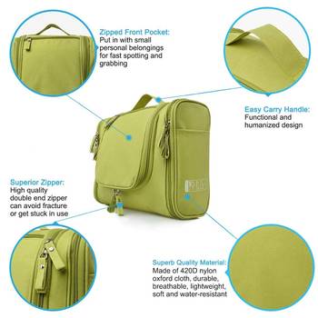 Shree Shyam Products Green Hanging Waterproof Travel Cosmetic Bag Oxford Matty Set Of 1 Pcs Pouch Large Capacity 5