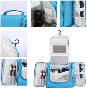 Shree Shyam Products Light Blue Hanging Waterproof Travel Cosmetic Bag Oxford Matty Set Of 1 Pcs Pouch Large Capacity 4