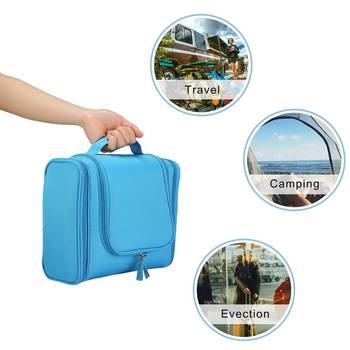 Shree Shyam Products Light Blue Hanging Waterproof Travel Cosmetic Bag Oxford Matty Set Of 1 Pcs Pouch Large Capacity 5