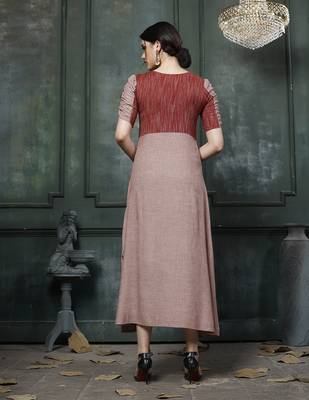 Orange Embroidered Rayon A Line Style Kurti 2