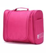 Shree Shyam Products Pink Hanging Waterproof Travel Cosmetic Bag Oxford Matty Set Of 1 Pcs Pouch Potable Large Capacity
