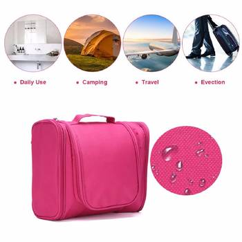 Shree Shyam Products Pink Hanging Waterproof Travel Cosmetic Bag Oxford Matty Set Of 1 Pcs Pouch Potable Large Capacity 2