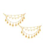 Gold Plated Triple Layer Long Chain Jhumki Hair Chain Accessories For Earrings For Women