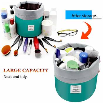 Shree Shyam Products Green Round Pouch Bucket Barrel Shaped Cosmetic Bag Big Size Nylon Matty Set Of 1 Pcs 5