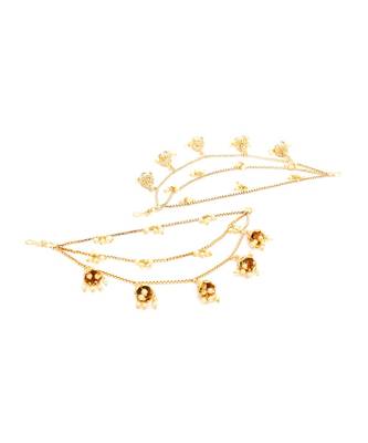 Gold Plated Triple Layer Long Chain Jhumki Hair Chain Accessories For Earrings For Women 2