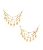 Gold Plated Triple Layer Long Chain Jhumki Hair Chain Accessories For Earrings For Women