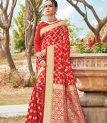 Red Pure Silk Heavy Zari Work Traditional Saree