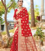 Red Pure Silk Heavy Zari Work Traditional Saree