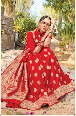 Red Pure Silk Heavy Zari Work Traditional Saree 2