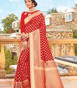 Red Pure Silk Heavy Zari Work Traditional Saree