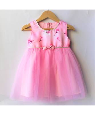 Many Frocks & floral baby party frock -Pink 1
