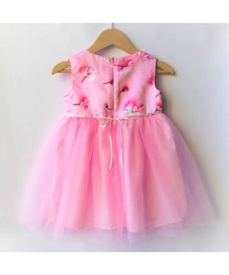 Many Frocks & floral baby party frock -Pink 2