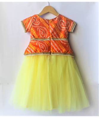 Many Frocks & girls ethnic bandhani gown - yellow & orange 2