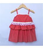 Many Frocks & polka dot summer baby frock - Red