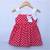 Many Frocks & polka dot summer baby frock with satin bow - red