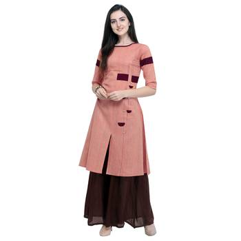 Multi Patch work with Fancy buttons Khadi cotton Straight cut Kurti 1