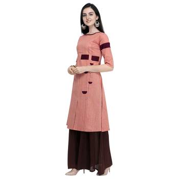 Multi Patch work with Fancy buttons Khadi cotton Straight cut Kurti 3