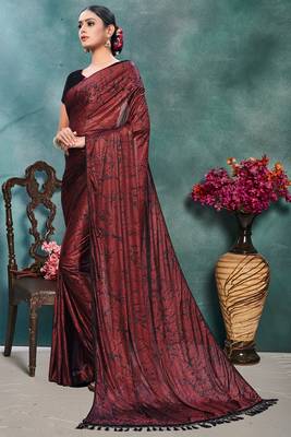 Purple plain silk saree with blouse 2