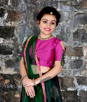 Wine diamond silk semi stitched lehenga 2