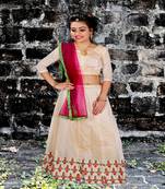 Chiku embroidered jacquard semi stitched lehenga