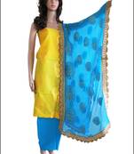 Dazzle in the yellow embroidery suit and beautiful lace duppatta