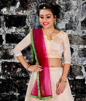 Chiku embroidered jacquard semi stitched lehenga 2