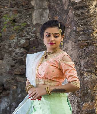 Light-green embroidered silk semi stitched lehenga 3