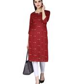 Maroon printed rayon long-kurtis