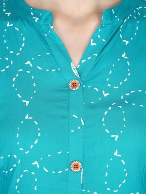 Green printed rayon long-kurtis 5