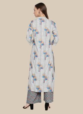 Multicolor Cotton Blend Printed Stitched  Straight Suit Palazoo kurta sets 2