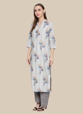 Multicolor Cotton Blend Printed Stitched  Straight Suit Palazoo kurta sets 3