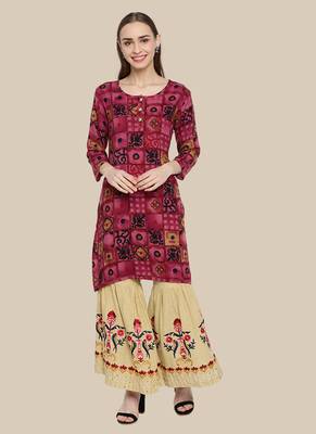 Multicolor Viscose Plain Stitched  Jacket Style, A Line Style Palazoo kurta sets 1