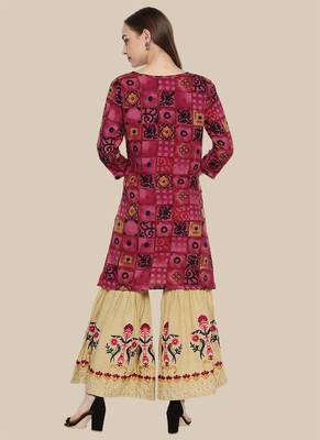 Multicolor Viscose Plain Stitched  Jacket Style, A Line Style Palazoo kurta sets 2
