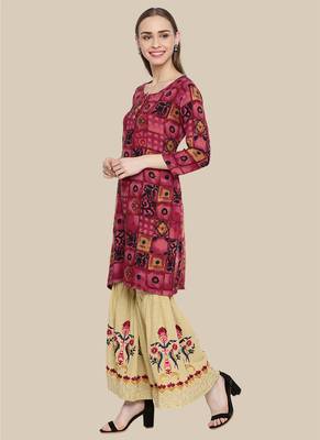 Multicolor Viscose Plain Stitched  Jacket Style, A Line Style Palazoo kurta sets 3