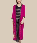 Pink Viscose Printed Stitched  Jacket Style, A Line Style Palazoo kurta sets