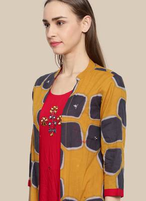 Red Viscose Embroidered Stitched  Jacket Style, A Line Style Palazoo kurta sets 4