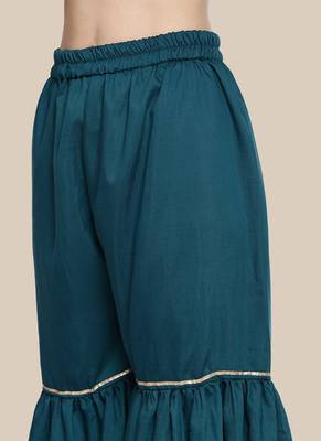 green Green Silk Embroidered Stitched  Straight Suit Palazoo kurta sets 4