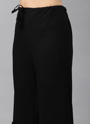 Black Embroidery Rayon Stitched  Straight Kurta With Sarara Kurta Sets 4