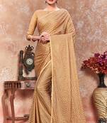 Gold plain silk saree with blouse