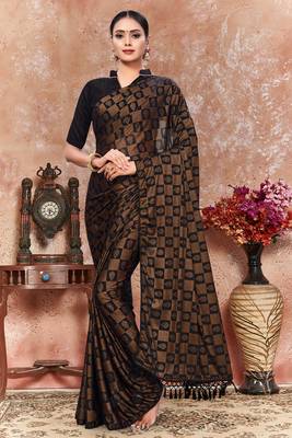 Multicolor plain silk saree with blouse 1