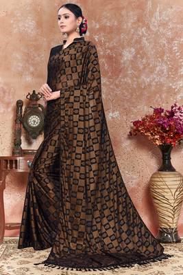 Multicolor plain silk saree with blouse 2