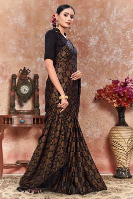 Multicolor plain silk saree with blouse 3