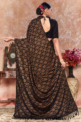 Multicolor plain silk saree with blouse 4