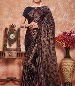 Gold plain silk saree with blouse