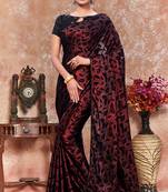 Maroon plain silk saree with blouse
