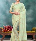 Green plain silk saree with blouse