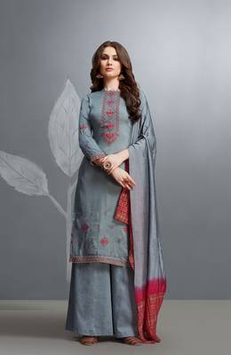 Blue embroidered cotton silk salwar 1
