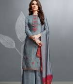 Blue embroidered cotton silk salwar