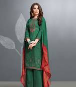 Green embroidered cotton silk salwar